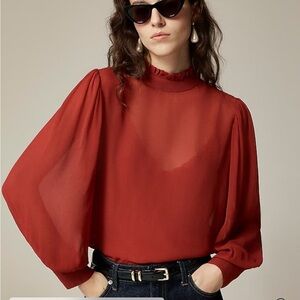 J crew Ruffleneck top in chiffon